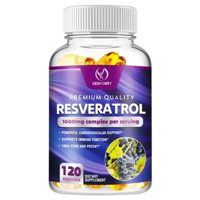 Image de Gélules de resvératrol - Antioxydants anti-âge, soutien cérébral, peau éclatante