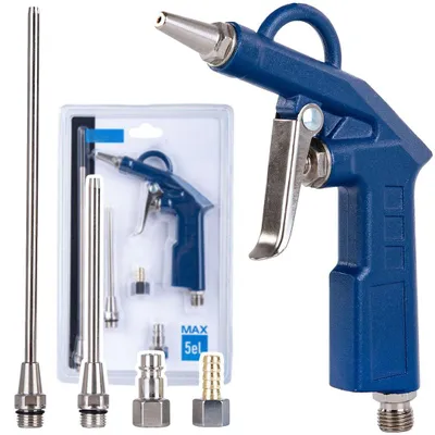 Produktbild von Druckluft-Ausblaspistole 5-tlg. mit 3 Düsen 20/100/180 mm + Anschlusskupplungen
