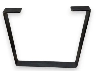 A black metal table leg on a white background.