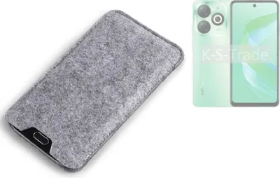 Produktbild von K-S-Trade Filz Handyhülle kompatibel mit Infinix Smart 9 Schutzhülle Filztasche Filz Tasche Case Sleeve Handy Hülle Filzhülle grau