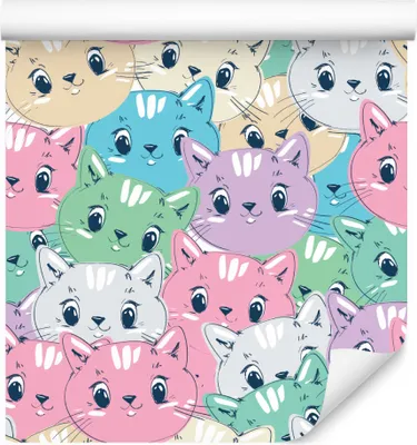 Produktbild von 10m VLIES TAPETE Rolle Kinderzimmer Tiere Bunte Kleine Katzen Natur XXL