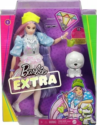 Zdjęcie produktu dla Barbie Extra Doll #2 in Shimmery Look with Pet Puppy, Lalka modowa, Damski, 3 lat(a), Dziewczyna, 215,9 mm, Wielobarwny