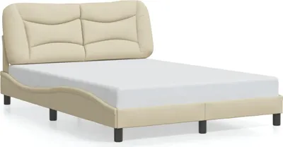 Image de vidaXL Cadre de lit sans matelas "Hvar" Crème 120x200 cm Tissu