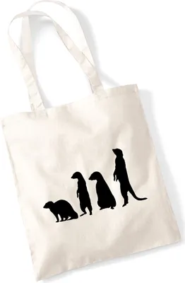 Produktbild von Huuraa Jutebeutel Erdmännchen Silhouette 10 Liter Natural Baumwolle Tasche Geschenkidee