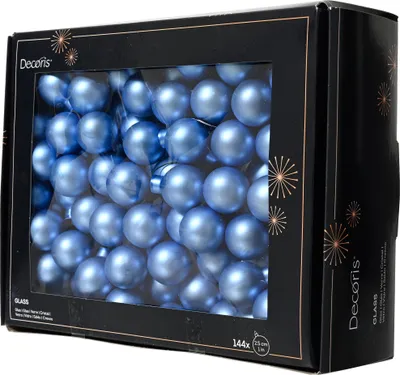 Produktbild von Weihnachtskugeln am Draht 2,5cm Glas 144 Stück - Himmelblau matt