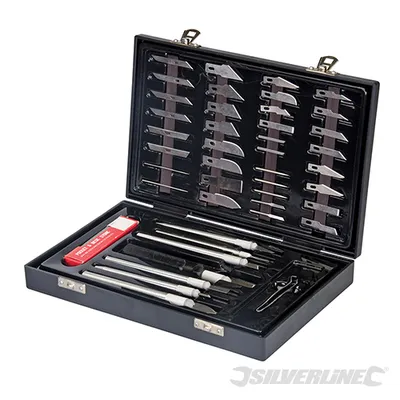 Produktbild von Silverline Skalpell Hobbymesser Klingen Bastelmesser Set 51 teilig