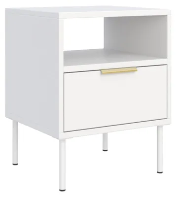 Immagine prodotto di Selsey Vena – Comodino con cassetto e vano aperto, bianco, 45 cm