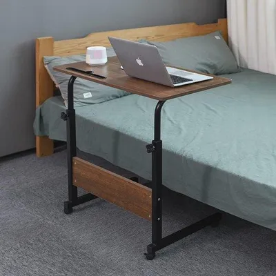Produktbild von Famanu Beistelltisch mit Rollen - Tragbares Büro für Laptop und Kaffee (80 x 40 cm)