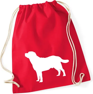 Produktbild von Huuraa Turnbeutel Labrador Retriever Silhouette 12 Liter Classic Red Baumwolle Rucksack Geschenkidee