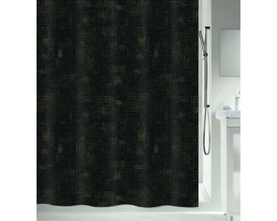 Produktbild von Spirella Anti-Schimmel Duschvorhang - Anti-Bakteriell, waschbar, wasserdicht, Polyester, „Georges“ 180x200cm Schwarz Gold