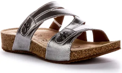 Obrázek produktu pro Josef Seibel Tonga 82 Dolamite Mule Floral Pin dámské kožené sandály ve stříbrné barvě - undefined / silver