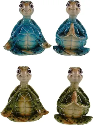Produktbild von formano 4er Set Dekofigur Yoga Schildkröte Harry - Polyresin 15 cm
