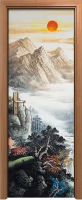 Produktbild von Türposter 70x200 cm Türaufkleber Türtapete Türfolie Klebefolie Kunst Chinesische Landschaftsmalerei