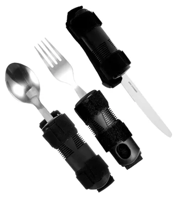 Produktbild von Anti-Zitter-Löffel und adaptive Gabel mit breitem Griff für Menschen mit Handzittern und eingeschränkter Beweglichkeit