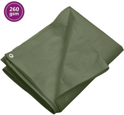 Produktbild von Professionelles Bauzeil mit Metallaugen, 3 x 3 m, 260 g/m², grün, HDPE, extra schwer und wasserdicht