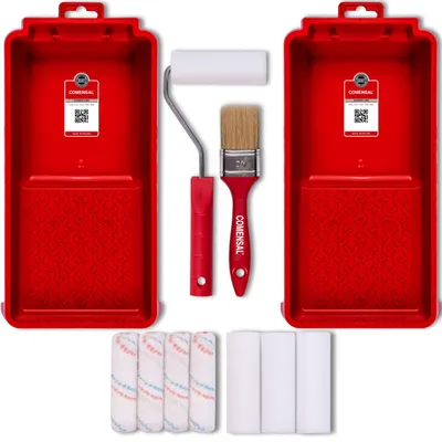Produktbild von COMENSAL® Malerset 8-teilig - Farbroller - Farbwanne - Renovierungs-Set - Pinsel