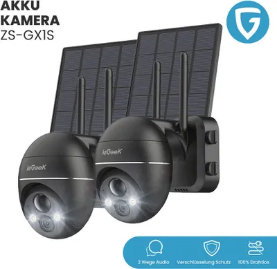 Produktbild von ieGeek 2K Solar Kamera FUNK ÜBERWACHUNGSKAMERA Outdoor WLAN WIFI IP CAMERA Set AUßEN