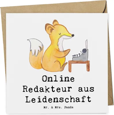 Produktbild von Mr. & Mrs. Panda Grußkarte Online Redakteur Leidenschaft - Weiß - Geschenk, Klappkarte, faltkarte, anlasskarte, doppelkarte, Glückwunschkarte