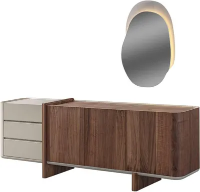Produktbild von Anrichte Schrank Hochglanz Möbel Holz Luxus Kommode Sideboard Mit Spiegel Luxus