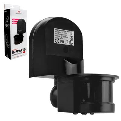 Zdjęcie produktu dla Czujnik ruchu i zmierzchu ścienny Maclean 180° maks. 1200 W czarny z czarną osłoną MCE25 B/B