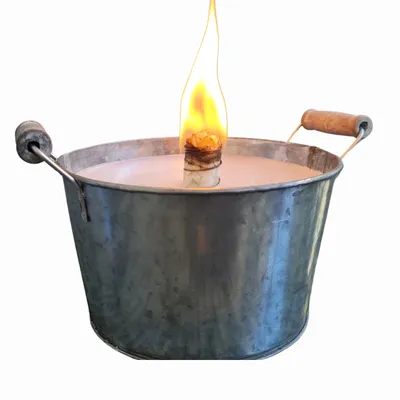 Produktbild von Schwabenfire Große Outdoorkerze mit Dauerdocht in Zink-Schale mit Henkel 20cm