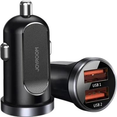 Produktbild von Joyroom C-A09 Mini-Auto-Schnellladegerät 2x USB 30W Quick Charge, SCP, PD, AFC Schwarz