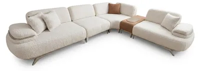 Obrázek produktu pro Rohová sedačka ve tvaru L, moderní design, bílá, potah z boucle, provedení, modulární rohová sedačka