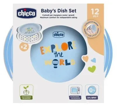 Image de Lot de deux assiettes 12 mois et plus, bleu - Chicco