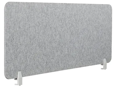 Produktbild von BELIANI Schreibtisch Trennwand Grau Stoff PET Kunststoff 160 x 50 cm zum Aufstellen Klemmen Schallschutz Sichtschutz Pinnwand Büro Home Office