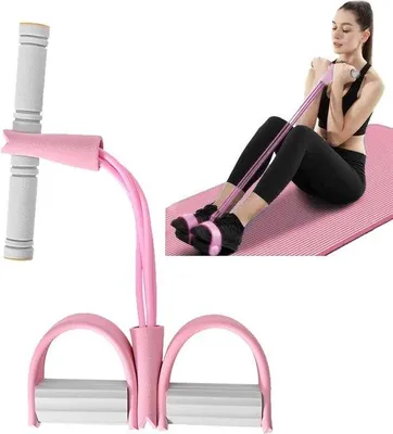 Produktbild von Elastisches, multifunktionales Trainingsgerät, 4 Röhren, Trainingsband, Fitness-Übungsgerät, Heimtraining, Abnehmen, Trainingsgerät, Oberarmtrainer