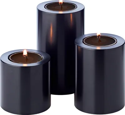 Immagine prodotto di Set da 3 candele a combustione lenta Cornelius (altezza 6/8/10 cm, Ø 6 cm), nero, portacandeline resistente al calore fino a 90°