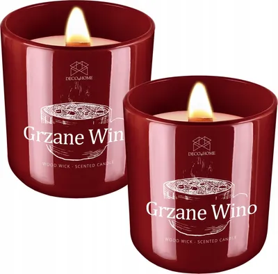 Zdjęcie produktu dla Deco4Home zestaw 2x sojowych świec zapachowych w słoiku "Grzane wino"