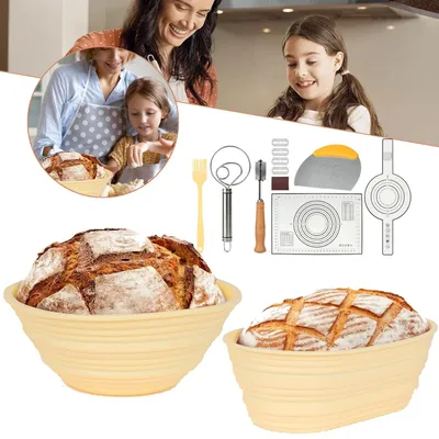 Produktbild von Gärkorb Gärkörbchen Brotteig Gärkörbe Korb Brotform aus Rattan inkl Leineneinsat