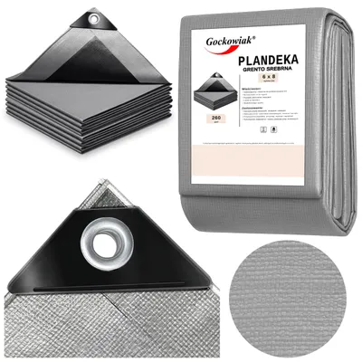 Zdjęcie produktu dla Plandeka 6X8M Srebrna Grento 260Gsm