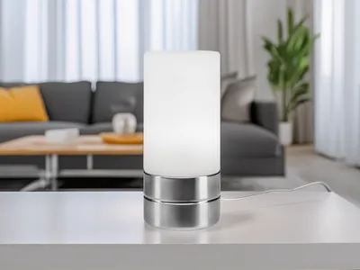 Produktbild von Kleine Tischlampe Touch dimmbar, Nachttischlampe mit Zylinder Glasschirm H: 20cm