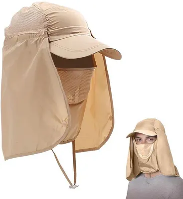 Produktbild von Unyqoos® Uni Sonnenhut mit UV-Schutz, atmungsaktiv & schnell trocknend - abnehmbarer Nackenschutz, faltbar für Wandern & Camping
