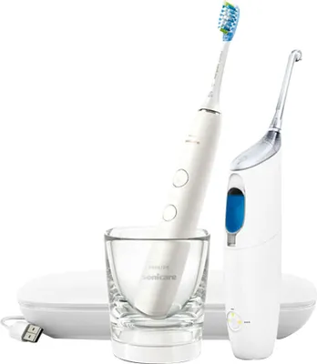 Produktbild von Philips mit DiamondClean 9000 Gerät zur Zahnzwischenraumreinigung, Erwachsener, Schallzahnbürste, Tägliche Pflege, Tiefenreinigung, Zahnfleischpflege, Whitening, Weiß, 62000 Bewegungen pro Minute, LED