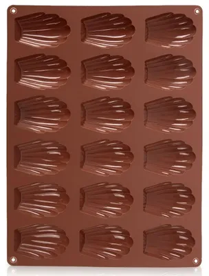 Image de Moules à gâteaux - Moules en silicone pour pâtisserie - Forme de coquillage - 32 x 24,5 x 2 cm - Marron