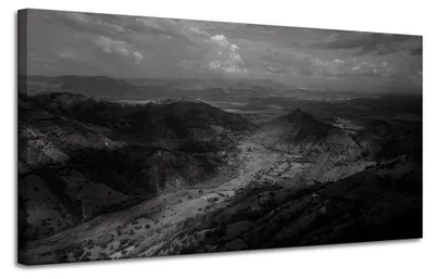 Produktbild von Leinwanddruck Schwarz-Weiß-Berge aus der Luft 120x60