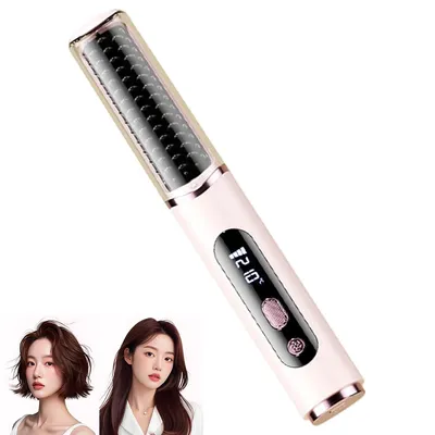 Produktbild von Haarglättungsbürste, Mini Glättbürste mit digitaler Temperaturanzeige 5 einstellbare Stufen 140-210°, für sicheres und professionelles Styling