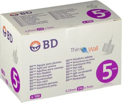 Obrázek produktu pro Bd Mikrojemné jehly do pera 0,25 x 5 mm 100 kusů