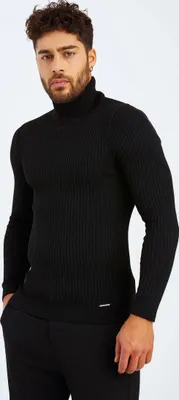 Immagine prodotto di Leif Nelson dolcevita uomo maglione a maglia fine dolcevita LN-1670, nero / L