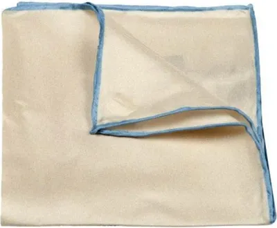 Produktbild von Herren Einstecktuch aus Seide in Blau und Beige mit Paspel