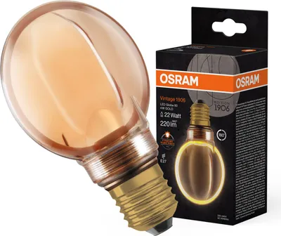 Produktbild von OSRAM Dekorative LED-Lampe G80 Kugel E27 4W = 22W 220lm 1800K Warmweiß 330° Dimmbar Vintage 1906 Filament Amber Deko Leuchtmittel Gold