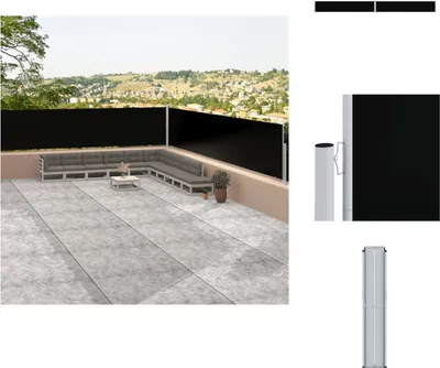 Produktbild von vidaXL Seitenmarkise Ausziehbar Schwarz 117x1200 cm -  Sonnenschirme & Sonnenschutze