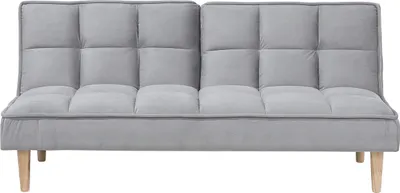 Produktbild von BELIANI 3-Sitzer Sofa Hellgrau Stoffbezug Gesteppt mit Schlaffunktion Hellen Hohen Holzbeinen Klassisches Design Schlafsofa Stoffsofa Klappsofa