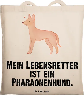 Produktbild von Mr. & Mrs. Panda Tote Bag Pharaonenhund Lebensretter - Transparent - Geschenk, Pharaoh Hound, canvas tasche, Shopping, Jutebeutel, Schultasche, Kelb Tal-Fenek