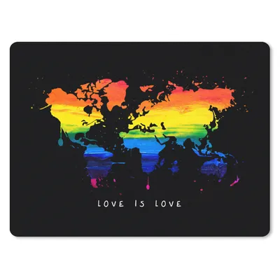 Produktbild von MuchoWow® Mauspad Mousepad Weltkarte - Regenbogen - Liebe 40x30 cm - Mousepads - Maus Mat - Pad - Mausunterlage - Anti Rutsch