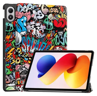 Produktbild von Für Xiaomi Redmi Pad 2 Pro 12.1" 3folt Wake UP Smart Cover Hülle Graffiti Design
