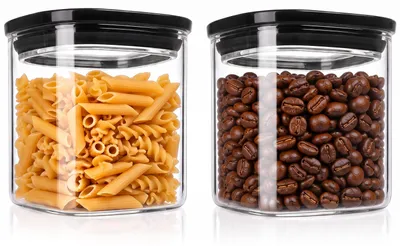 Immagine prodotto di Set di 2 contenitori ermetici in vetro da 800 ml ciascuno, con coperchio in vetro e guarnizione in silicone, ideali per la conservazione degli alimenti. I contenitori sono realizzati in vetro borosilicato resistente alle temperature da -40°C a 400°C e sono trasparenti